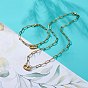 304 Stainless Steel Oval Link Bracelet and Necklace with Paperclip Chains, Jewelry Set for Men Women