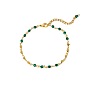18K Gold Geometric Bracelet with Green Peacock Stone Beads - European and American Style