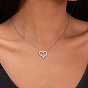 925 Sterling Silver Heart Shape Pendant Necklaces for Women, with Clear Cubic Zirconia