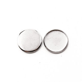 304 Stainless Steel Cabochon Settings, Flat Round