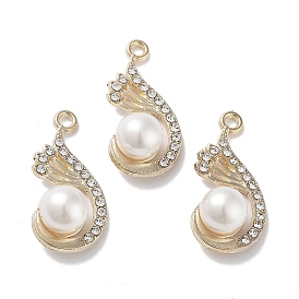 Colgantes de perlas de imitación abs, con aleación y diamantes de imitación de cristal, sin plomo y cadmio, ala encanto