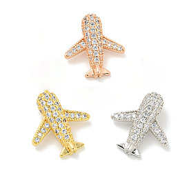 Rack Plating Brass Micro Pave Clear Cubic Zirconia Pendants, Long-Lasting Plated, Lead Free & Cadmium Free, Plane