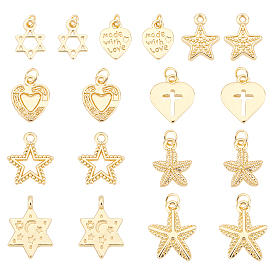 PandaHall Elite 18Pcs 9 Style Alloy Pendants, Long-Lasting Plated, with Jump Ring, Mixed Shapes