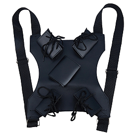 Fourreau dorsal d'épée en cuir PU, gilet tactique avec plusieurs poches, accessoires de cosplay médiévaux-renaissance
