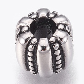 316 Surgical Stainless Steel European Beads, Large Hole Beads, Pumpkin