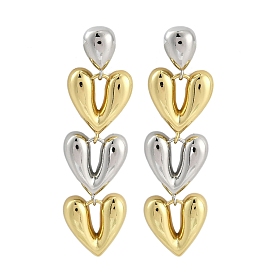 Rack Plating Brass Stud Earrings for Women, Long-Lasting Plated, Heart Charm