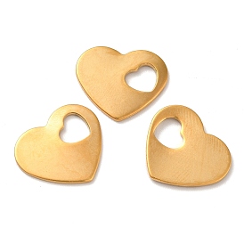 Ion Plating(IP) 304 Stainless Steel Pendants, Laser Cut, Stamping Blank Tag, Heart Charms