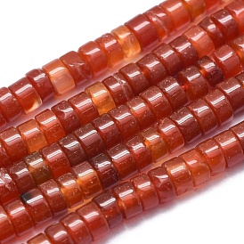 Natural Carnelian Beads Strands, Dyed & Heated, Flat Round/Disc