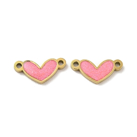 Ion Plating(IP) 316L Surgical  Stainless Steel Enamel Heart Connector Charms, Real 18K Gold Plated