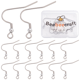 12Pcs Titanium Alloy Earring Hooks, with Horizontal Loop