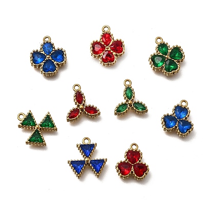 304 подвески из нержавеющей стали, с кубического циркония, подвески в виде клевера/треугольника, ионное покрытие (ip), золотые