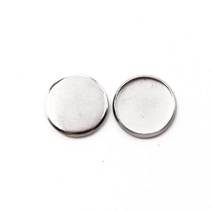 304 Stainless Steel Cabochon Settings, Flat Round