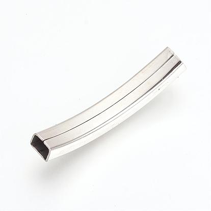 201 Stainless Steel Slide Charms, Polished, Rectangle