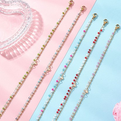 Богемные цепочки ручной работы из граненых стеклянных бусин-ронделей и цепочка из нержавеющей стали, а также браслеты на лодыжку для женщин., золотые