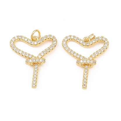 Латунные микро проложить кубического циркония подвески, сердце прелести, долговечный, стойки покрытие, без свинца и без кадмия