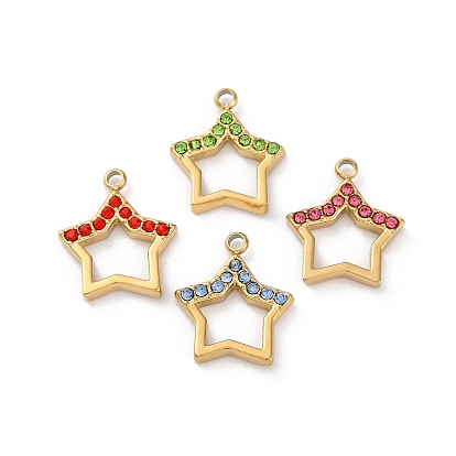 304 из нержавеющей стали горный хрусталь подвески, ионное покрытие (ip), звезда, реальный 14 k позолоченный