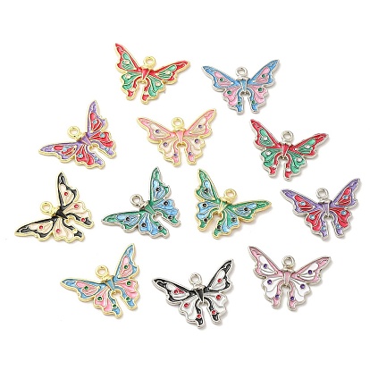 Alloy Enamel Pendants, Butterfly Charm, Lead Free & Cadmium Free