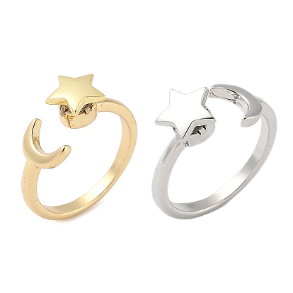 Латунные вращающиеся манжеты для женщин, звездная луна, Кольцо-спиннер для успокоения беспокойства, медитации