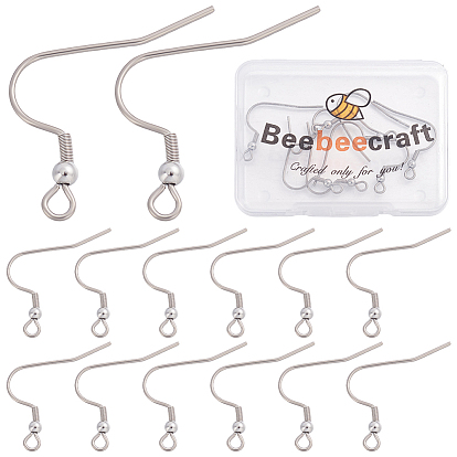 12Pcs Titanium Alloy Earring Hooks, with Horizontal Loop