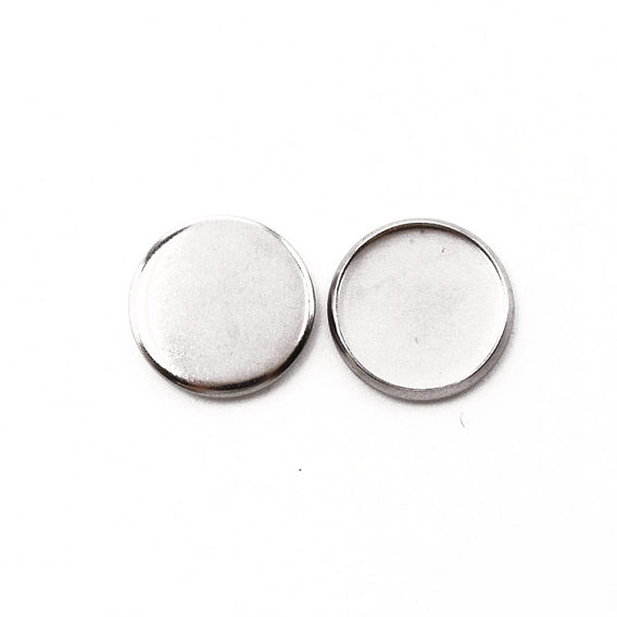 304 Stainless Steel Cabochon Settings, Flat Round