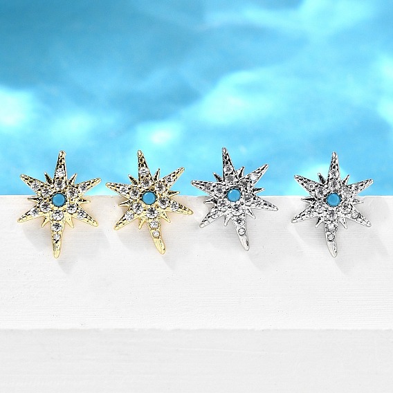 Серьги-гвоздики из латуни с микропаве из кубического циркония, долговечный, без свинца и без кадмия, стойки покрытие