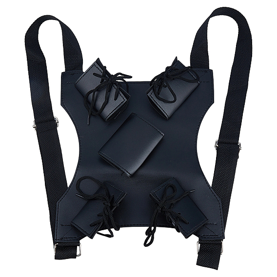 PU Leather Sword Back Sheath, Chest Rig with Multiple Pouches, for Medieval Renaissance Cosplay Props