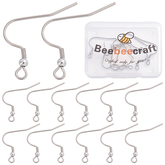 12Pcs Titanium Alloy Earring Hooks, with Horizontal Loop