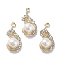 ABS Imitation Pearl Bead Pendants, with Alloy and Crystal Rhinestone, Cadmium Free & Lead Free, Wing Charm