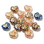 Opaque Acrylic Beads, Golden Metal Enlaced, Leaf