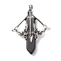 Gemstone Big Pendants, with Antique Silver Tone Alloy Findings, Cadmium Free & Lead Free, Faceted, Bow with Arrow & Sword