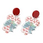 Christmas Acrylic Dangle Stud Earrings with 304 Stainless Steel Pin for Women