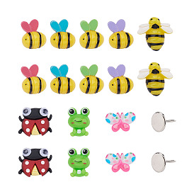 Комплекты для изготовления сережек, в том числе 48 шт 8 кабошоны из полимерной смолы и 50 железные гвозди с плоской головкой, платина