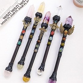 Dyed Natural Crystal Quartz Sun Magic Wand, Cosplay Magic Wand, for Witches and Wizards