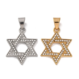 304 Stainless Steel Rhinestone Pendants, Star of David