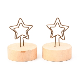 Theaceae Wood Business Cards Display Frame, Iron Holder, Star