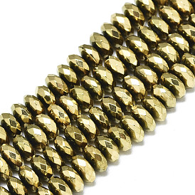 Electroplate Non-magnetic Synthetic Hematite Beads Strands, Rondelle, Faceted