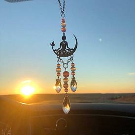 Car pendant energy crystal car decoration Buddha statue yoga hanging crescent moon pendant sun catcher window