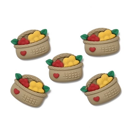 Opaque Resin Cabochons, Flower Basket