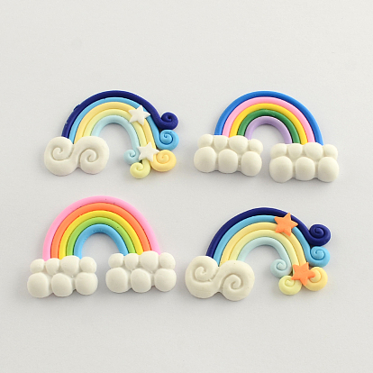 Cabujones de arcilla polimérica hechos a mano mezclados, arco iris, 36x47~50x5~6 mm
