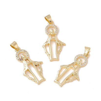 Pendentifs en laiton zircon cubique transparent, sans cadmium et sans plomb, Saint