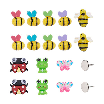 Комплекты для изготовления сережек, в том числе 48 шт 8 кабошоны из полимерной смолы и 50 железные гвозди с плоской головкой, платина