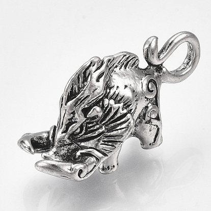 Tibetan Style Alloy Pendants, Wild Boar