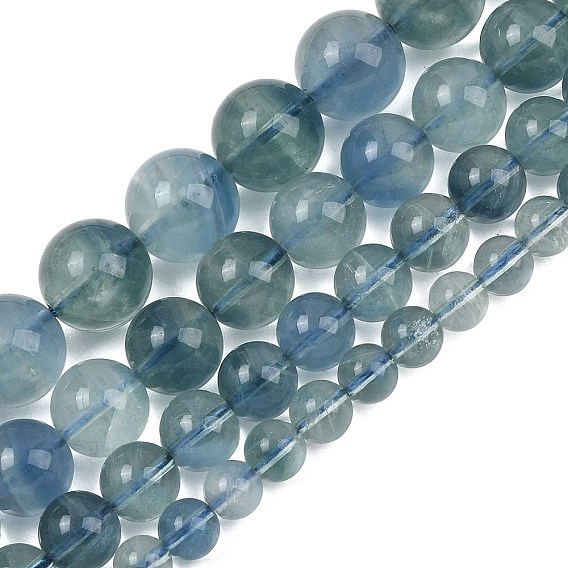 Natural Blue Fluorite Beads Strands, Smooth Round
