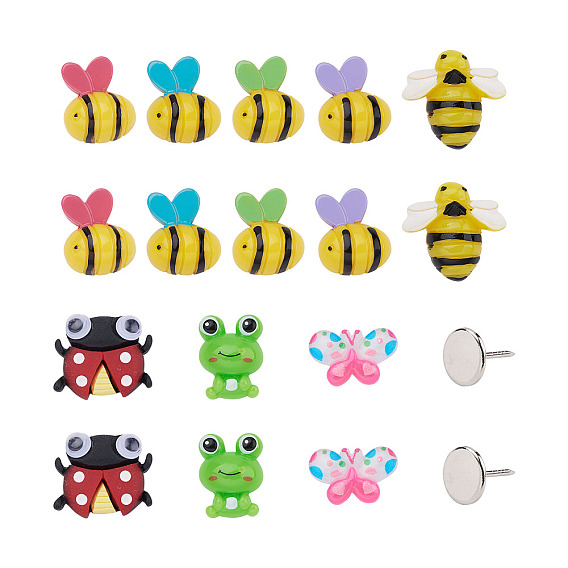 Комплекты для изготовления сережек, в том числе 48 шт 8 кабошоны из полимерной смолы и 50 железные гвозди с плоской головкой, платина