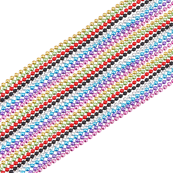24 pièces 8 couleurs Chaînes à billes rondes en fer, soudé