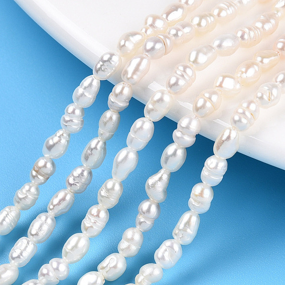 Hilos de perlas de agua dulce cultivadas naturales, cuentas barrocas de arroz con perlas keshi