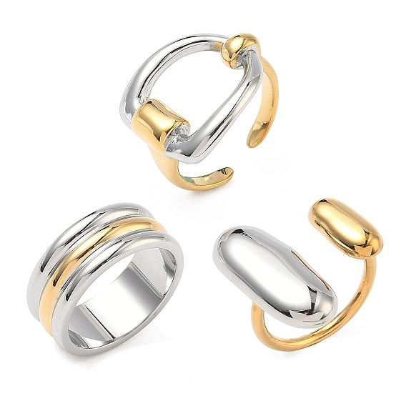 304 открытые кольца-манжеты из нержавеющей стали для женщин, золотые и нержавеющая сталь цвет