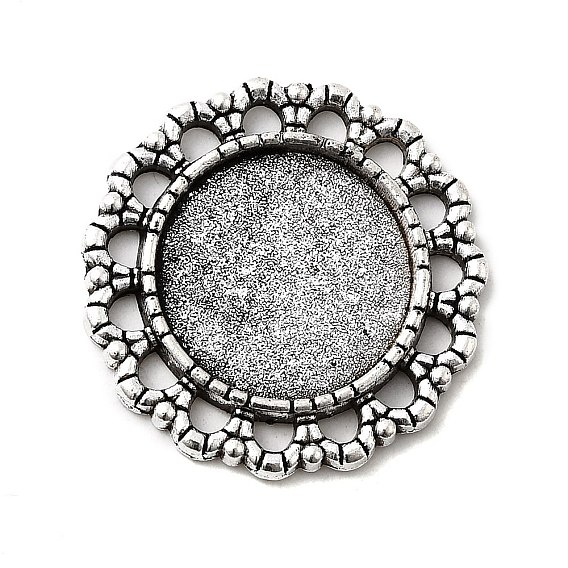 Tibetan Style Alloy Pendant Cabochon Settings, Cadmium Free & Lead Free, Flat Round
