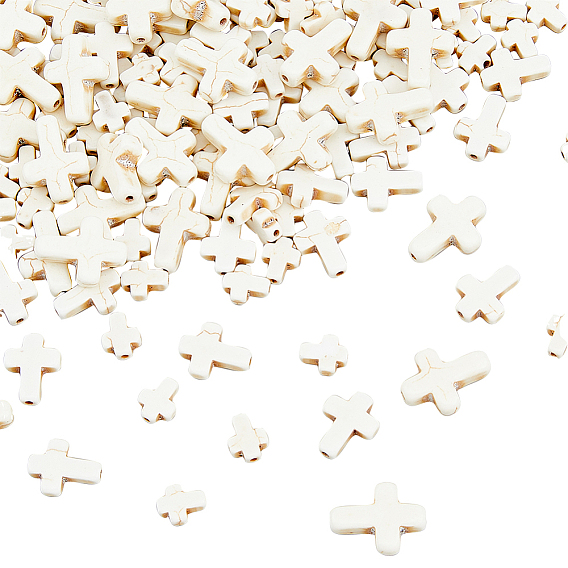 6 нити 3 стили синтетические бирюзовые бусины нити, окрашенные, крестик