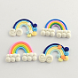 Mixed Handmade Polymer Clay Cabochons, Rainbow, 36x47~50x5~6mm